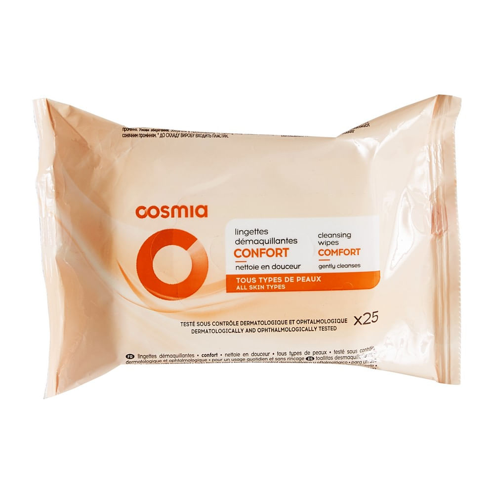 Servetele demachiante Cosmia Gentle toate tipurile de ten, 25 bucati