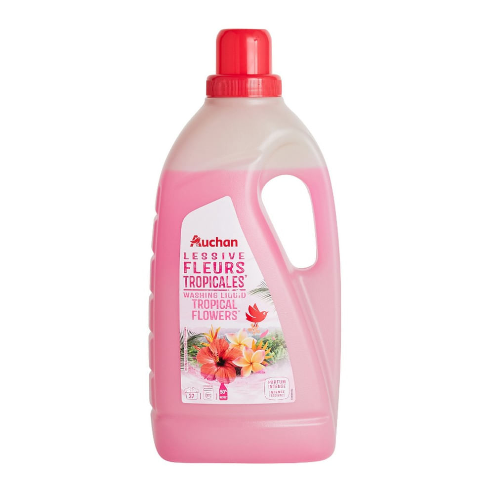 Detergent lichid Auchan, parfum de flori tropicale, 37 spalari, 2 l