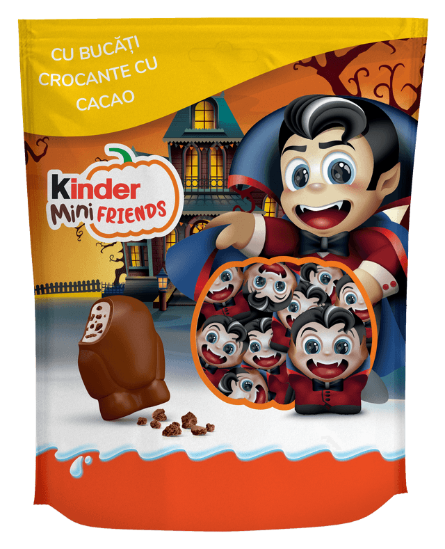 Bomboane cu bucati crocante cu cacao Kinder Mini Friends, 122 g