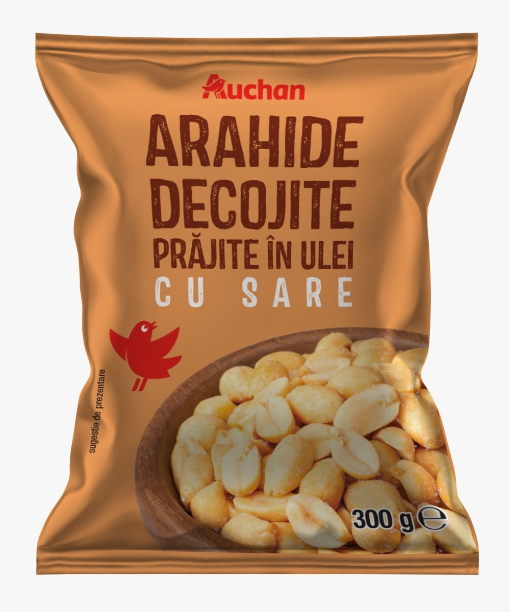 Arahide decojite cu sare prajite in ulei Auchan, 300 g