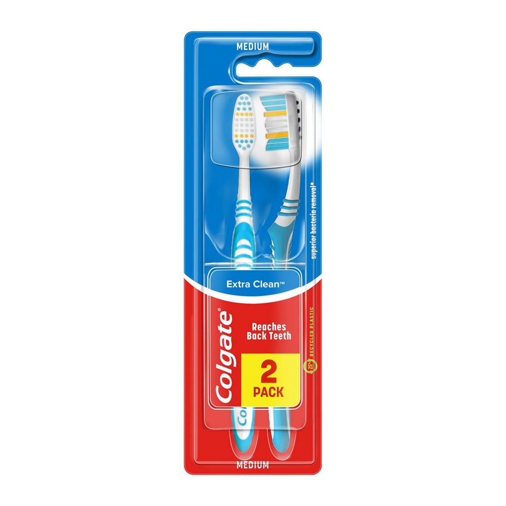 Pachet periuta dinti Colgate ExtraClean Medium, 2 bucati