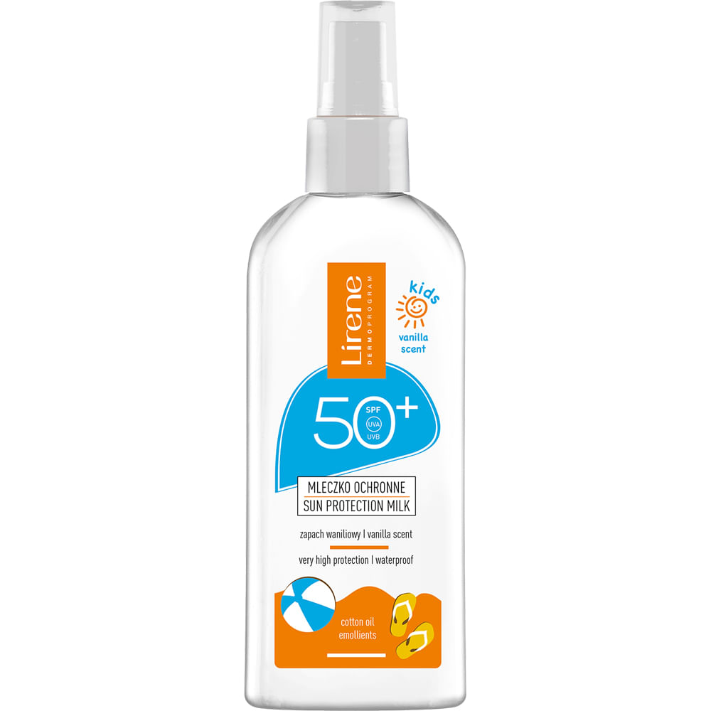 Lapte pentru protectie solara pentru copii Lirene, aroma vanilie, SPF 50, 150 ml
