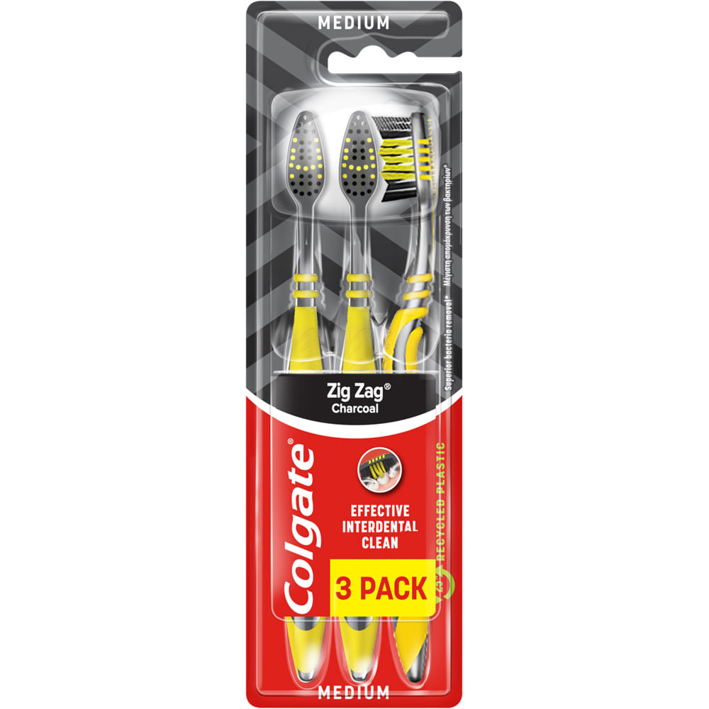 Pachet periuta de dinti Colgate ZigZag Charcoal, 3 bucati