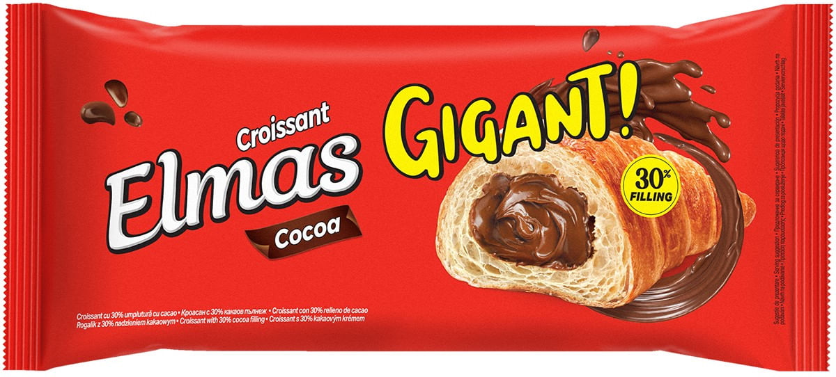 Croissant cu crema de cacao Elmas Gigant, 160 g