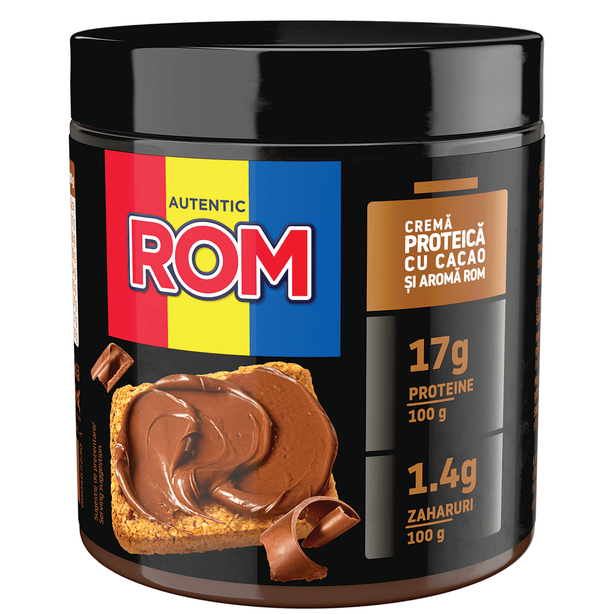 Crema de cacao tartinabila cu aroma de rom, cu proteine si indulcitori Rom, 230 g