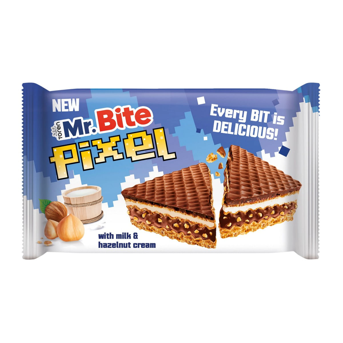 Napolitana cu crema de lapte si alune de padure Mr. Bite Pixel, 30 g
