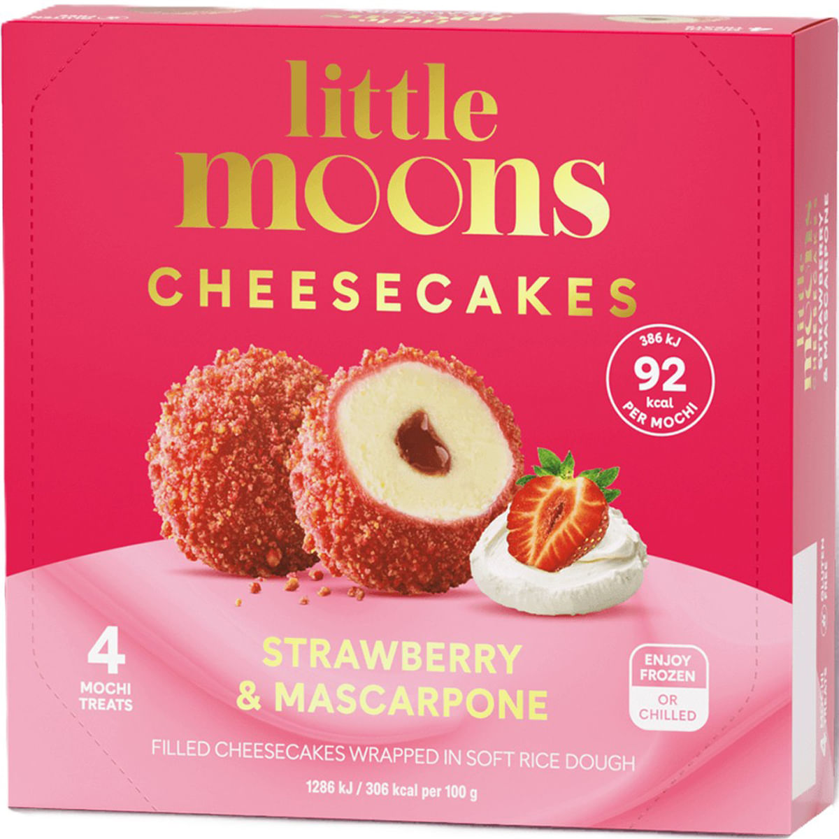 Cheesecake cu mascarpone si capsuni Little Moons, 120 g