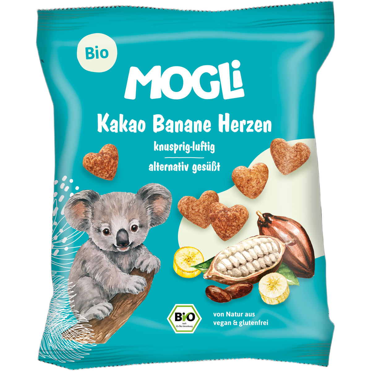 Inimioare expandate din porumb cu cacao Mogli Eco, 30 g