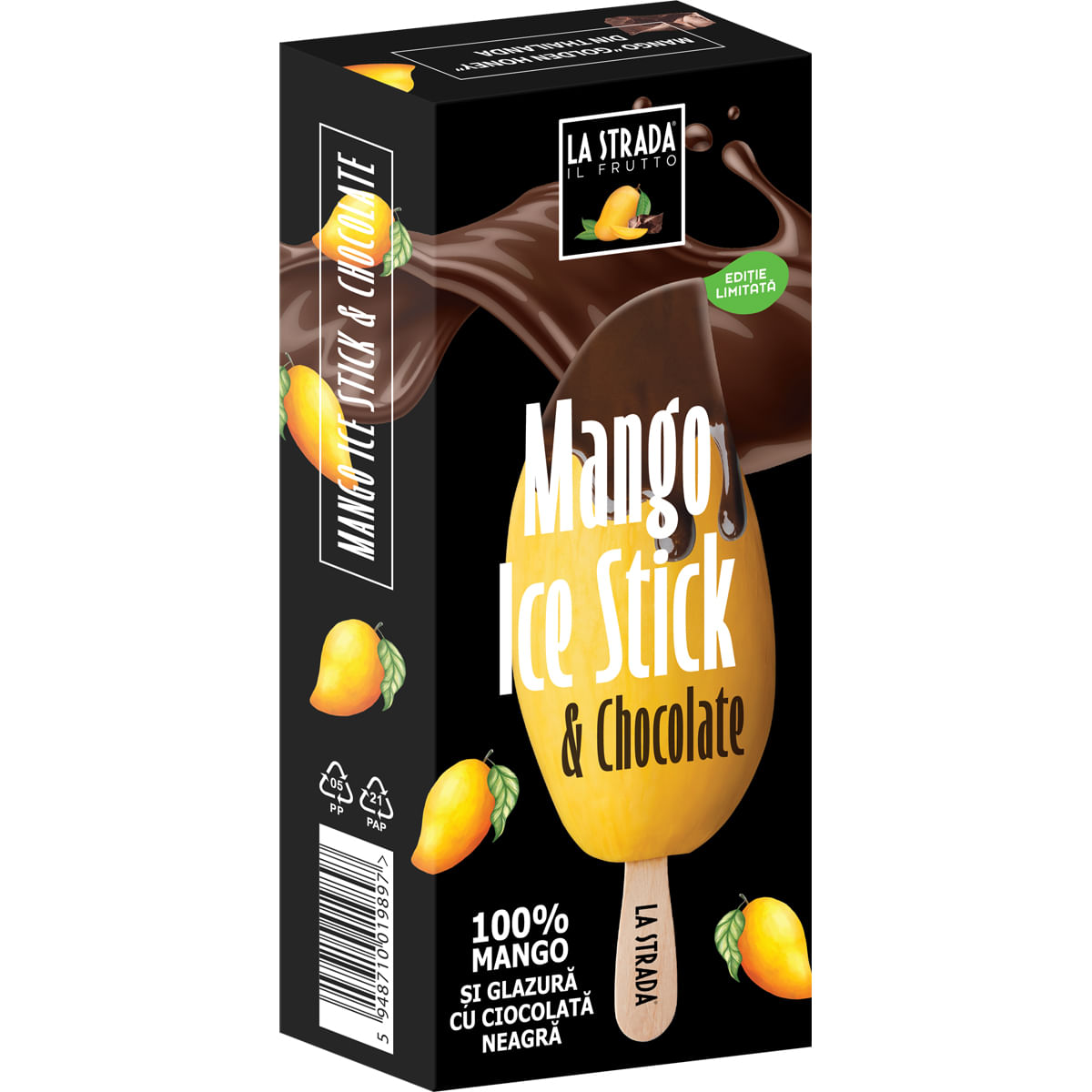 Felie de mango si glazura cu ciocolata neagra La Strada, 80 g