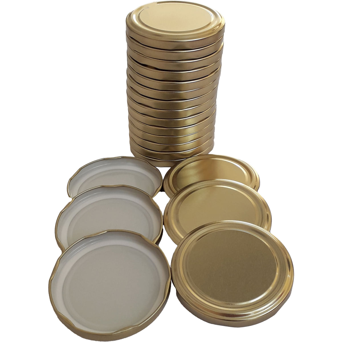 Set capace pentru borcane Oti, 20 bucati, metal, 63 mm, auriu