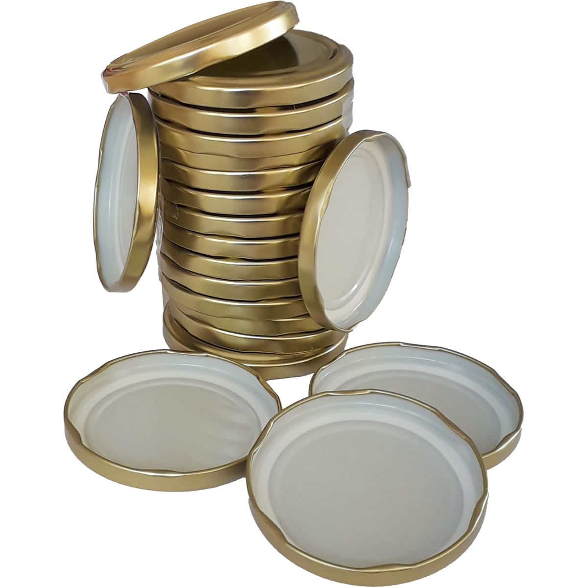 Set capace pentru borcane Oti, 20 bucati, metal, 53 mm, auriu