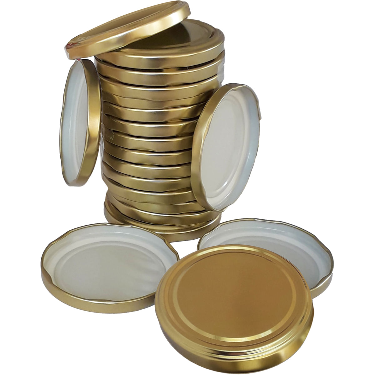 Set capace pentru borcane Oti, 20 bucati, metal, 82 mm, auriu