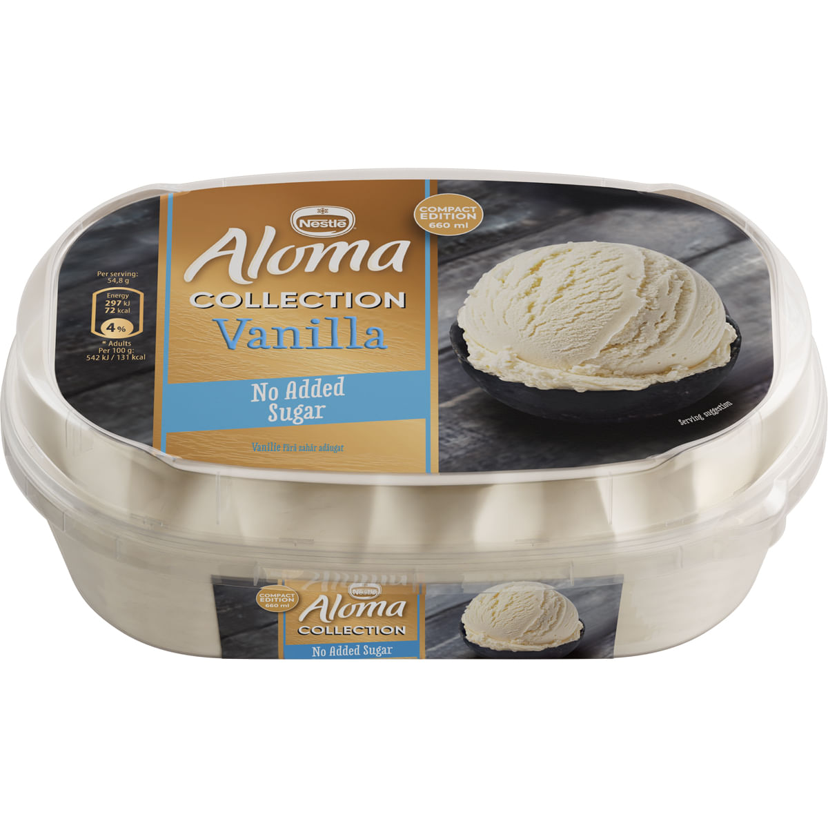 Inghetata cu aroma de vanilie Aloma Collection, fara zahar adaugat, 660 ml