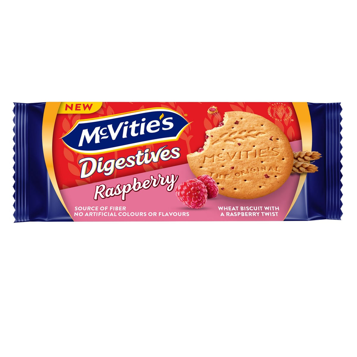 Biscuiti digestivi cu bucati de zmeura confiata McVitie's, 133 g