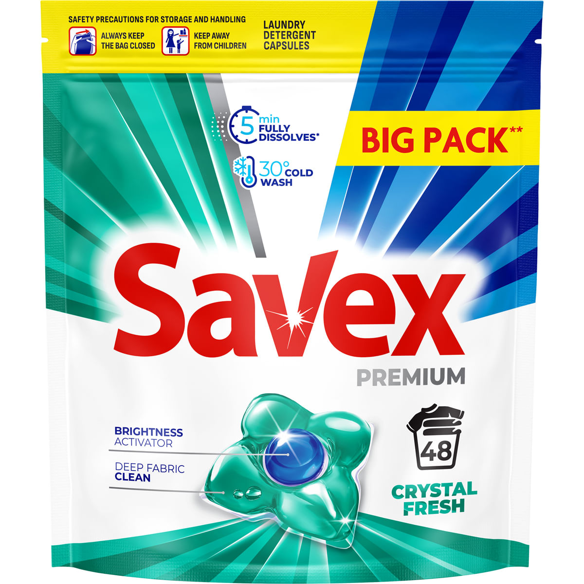 Detergent capsule Savex Premium Crystal Fresh, 48 capsule