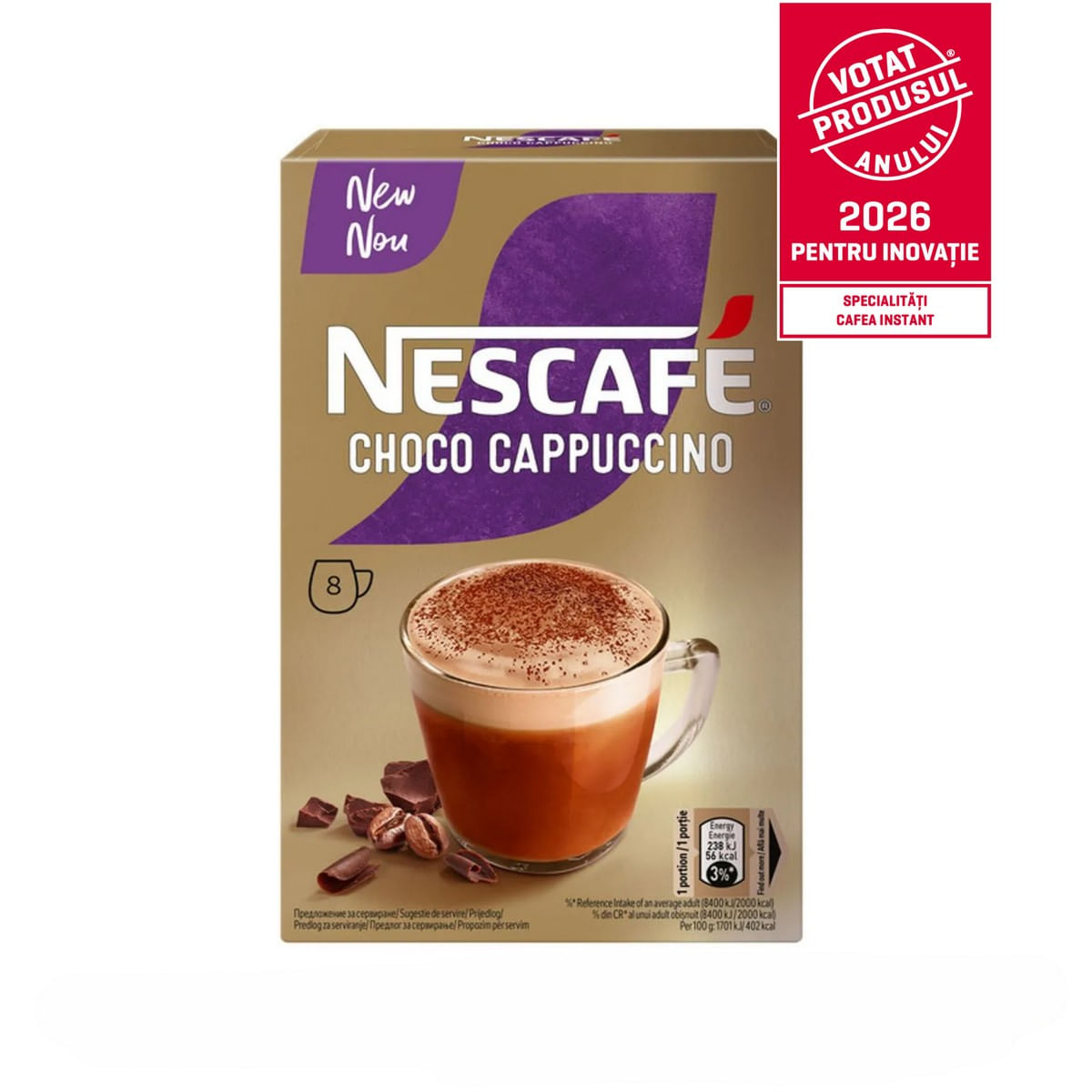 Cafea instant Nescafe Cappuccino Choco, 8 x 14 g