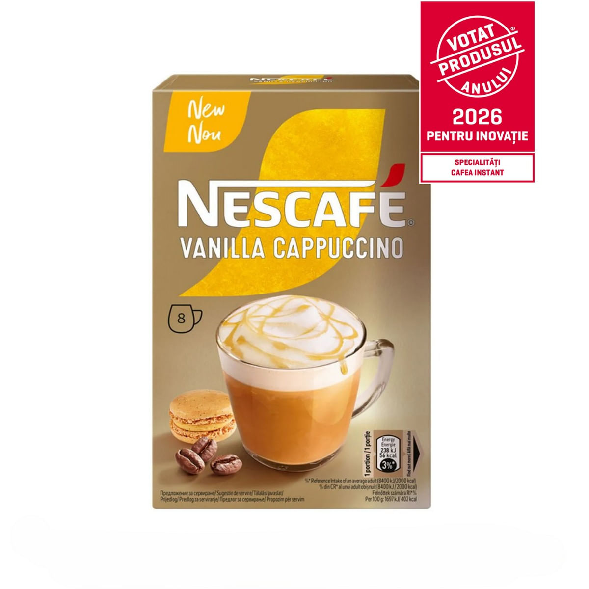 Cafea instant Nescafe Cappuccino Vanilla, 8 x 14 g