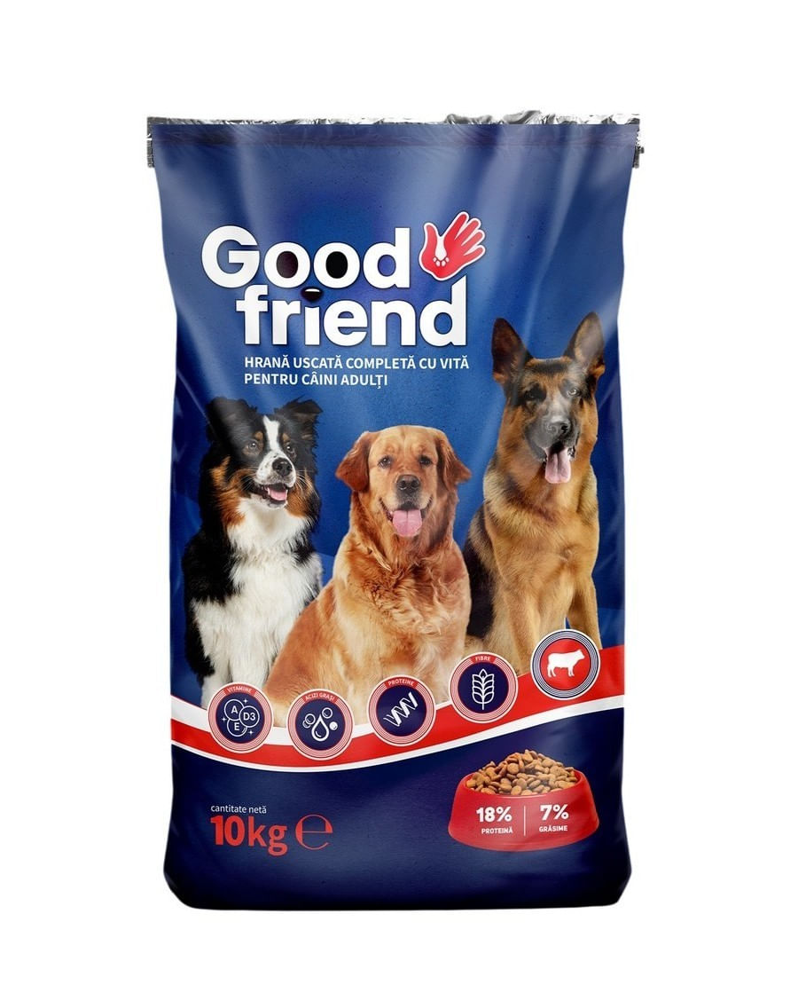 Hrana uscata cu aroma de vita pentru caini adulti Good Friend, 10 kg
