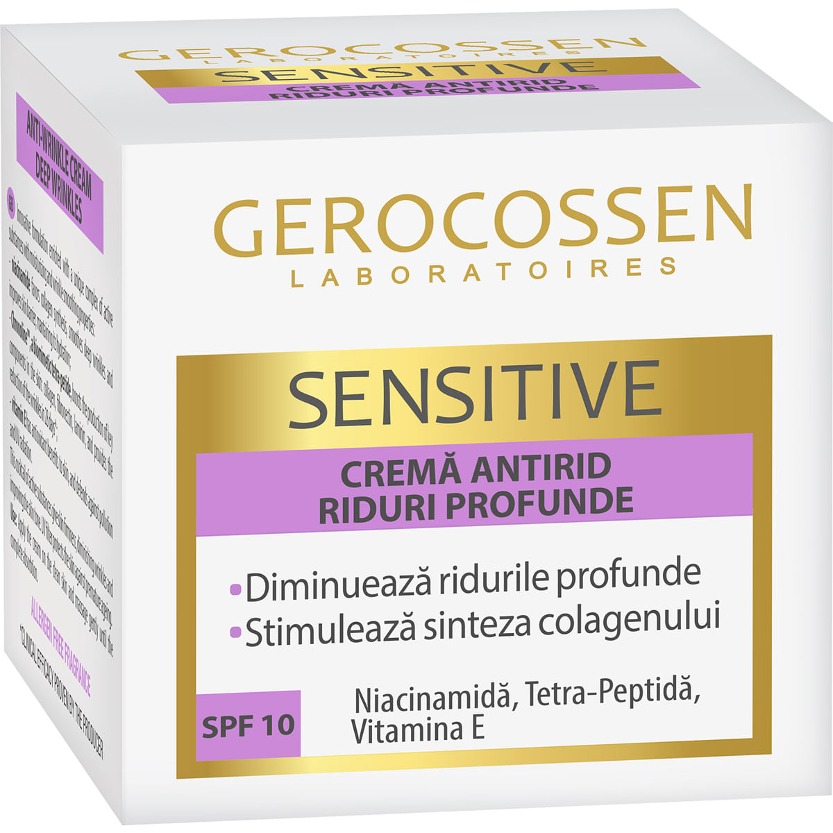 Crema pentru riduri profunde cu SPF 10 Gerocossen Sensitive, 50 ml