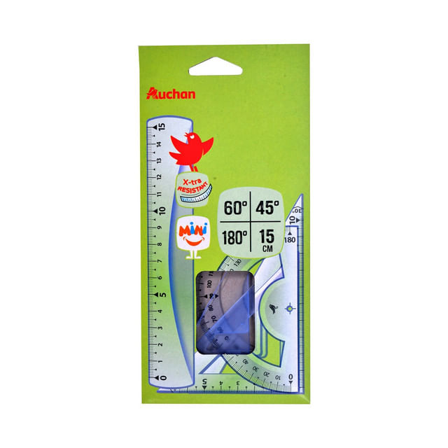 Auchan Set Geometrie 4 Piese Rigla 2x Echer Raportor