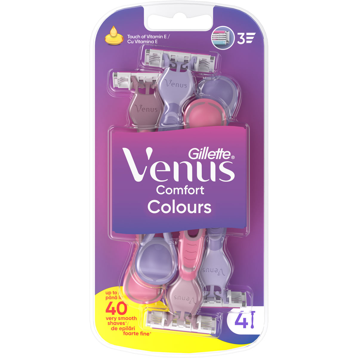 Aparat de ras de unica folosinta Venus 3 colors Gillette, 4 buc