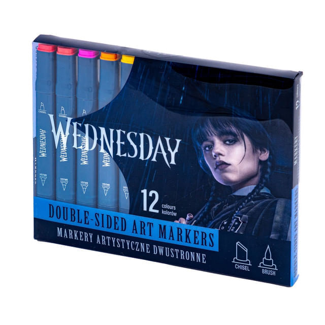 Markere cu cap dublu Wednesday, set de 12 bucati