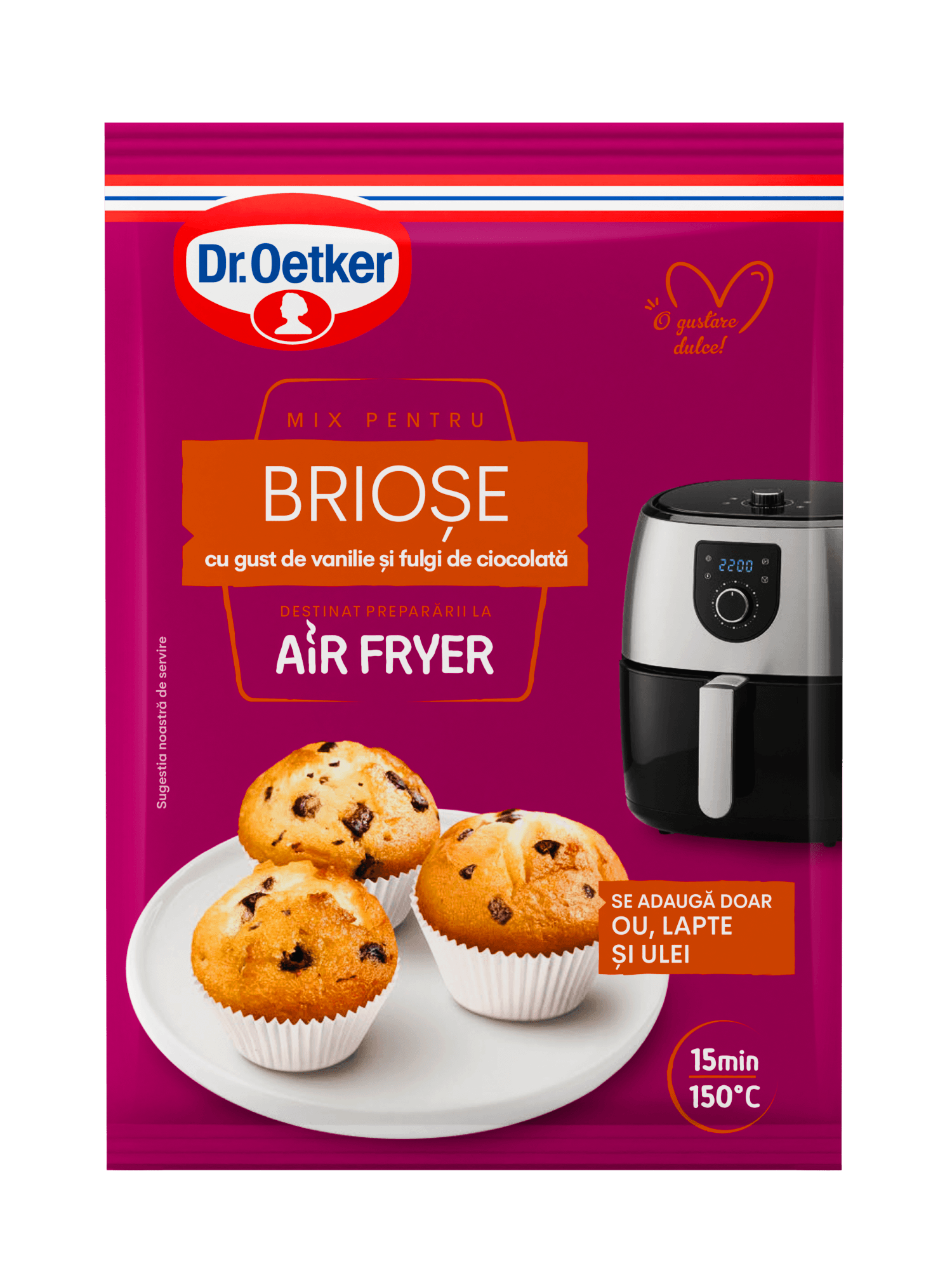 Mix pentru briose cu gust de vanilie si ciocolata Dr. Oetker, 135 g