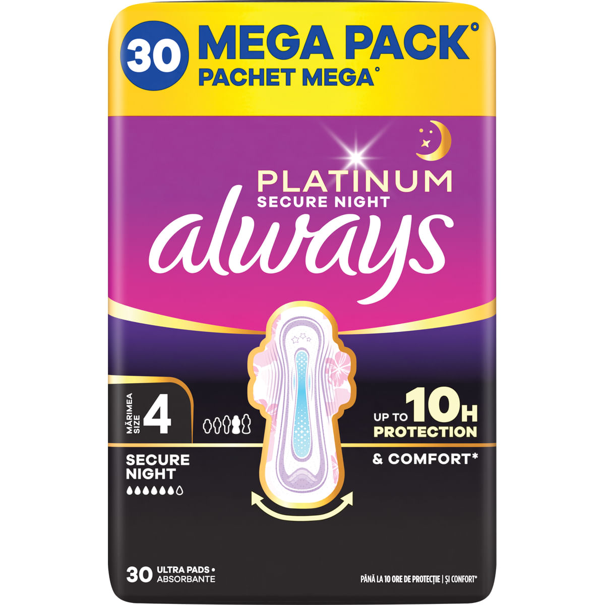 Absorbante Always Platinum Mega Pack, marimea 4, 30 bucati