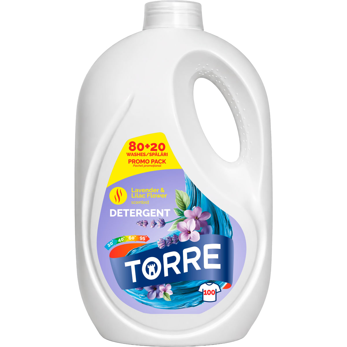Detergent gel Torre, lavanda si liliac, 100 spalari, 4.5 l