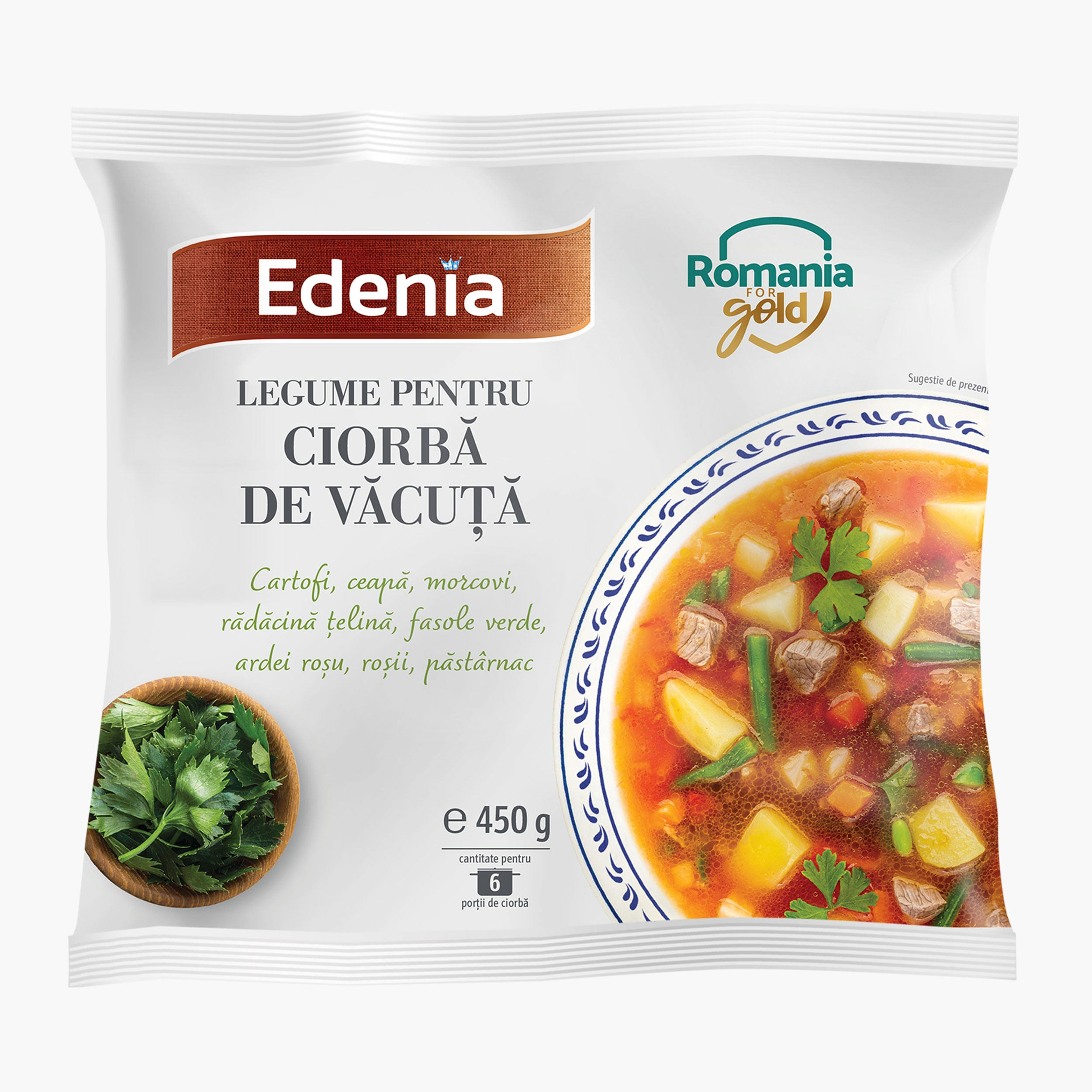 Mix de legume pentru ciorba de vacuta Edenia, 450 g