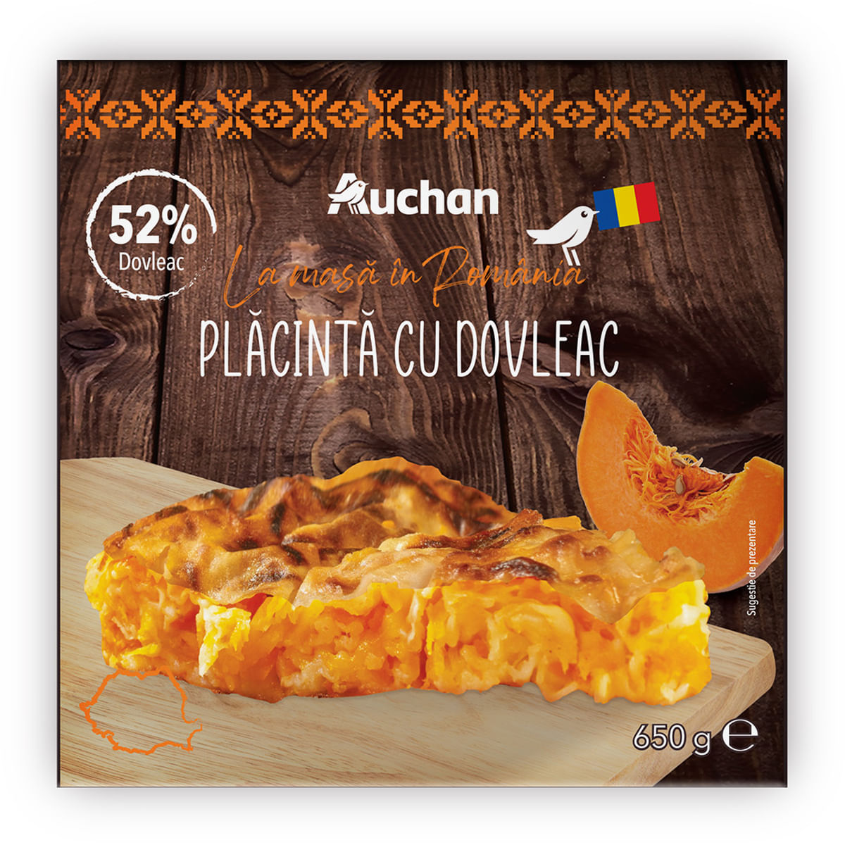 Placinta cu dovleac Auchan, 650 g