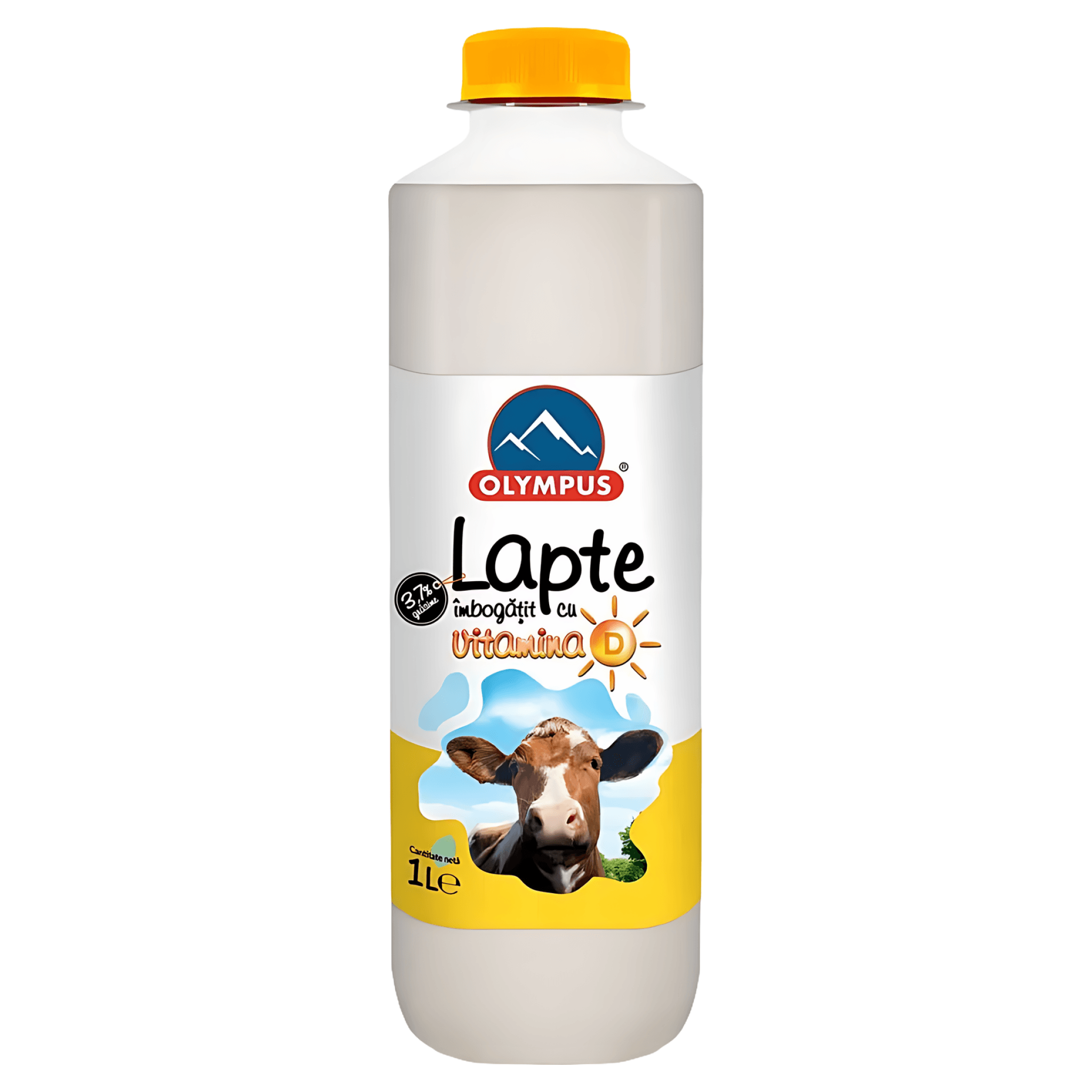 Lapte de vaca integral Olympus imbogatit cu Vitamina D, 3.7% grasime, 1 l