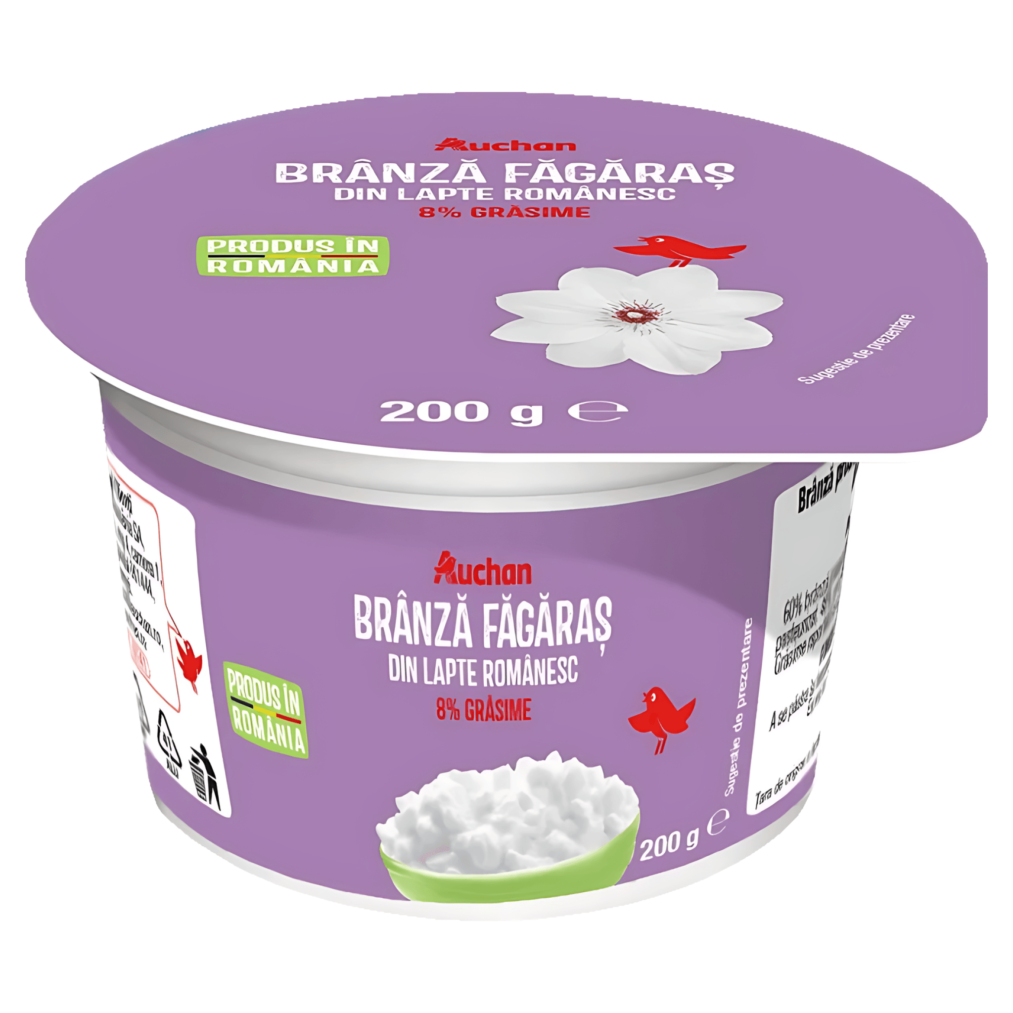 Branza Fagaras din lapte de vaca Auchan, 8% grasime, 200 g