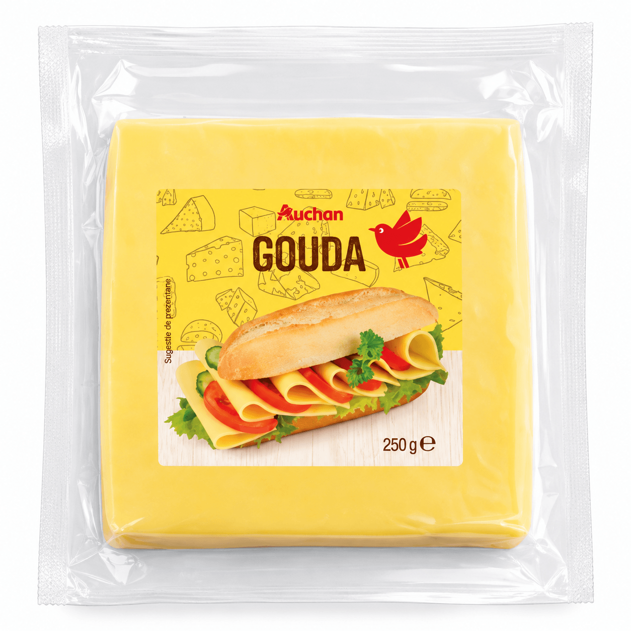 Branza Gouda Auchan, 250 g