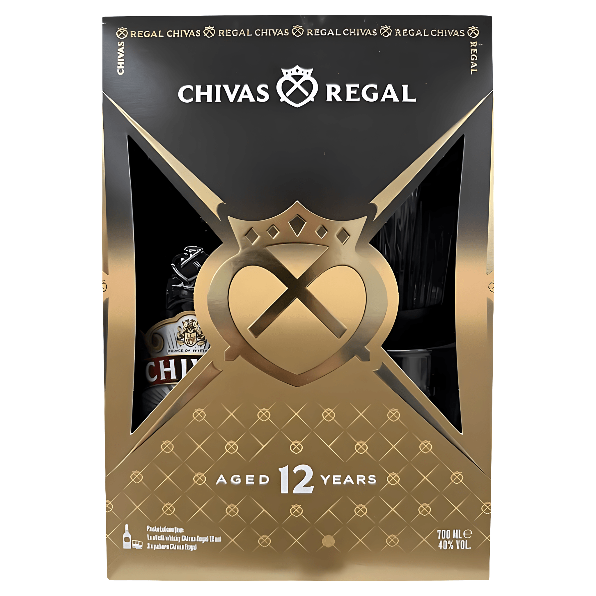 Pachet whisky Chivas Regal, 0.7 l + 2 pahare
