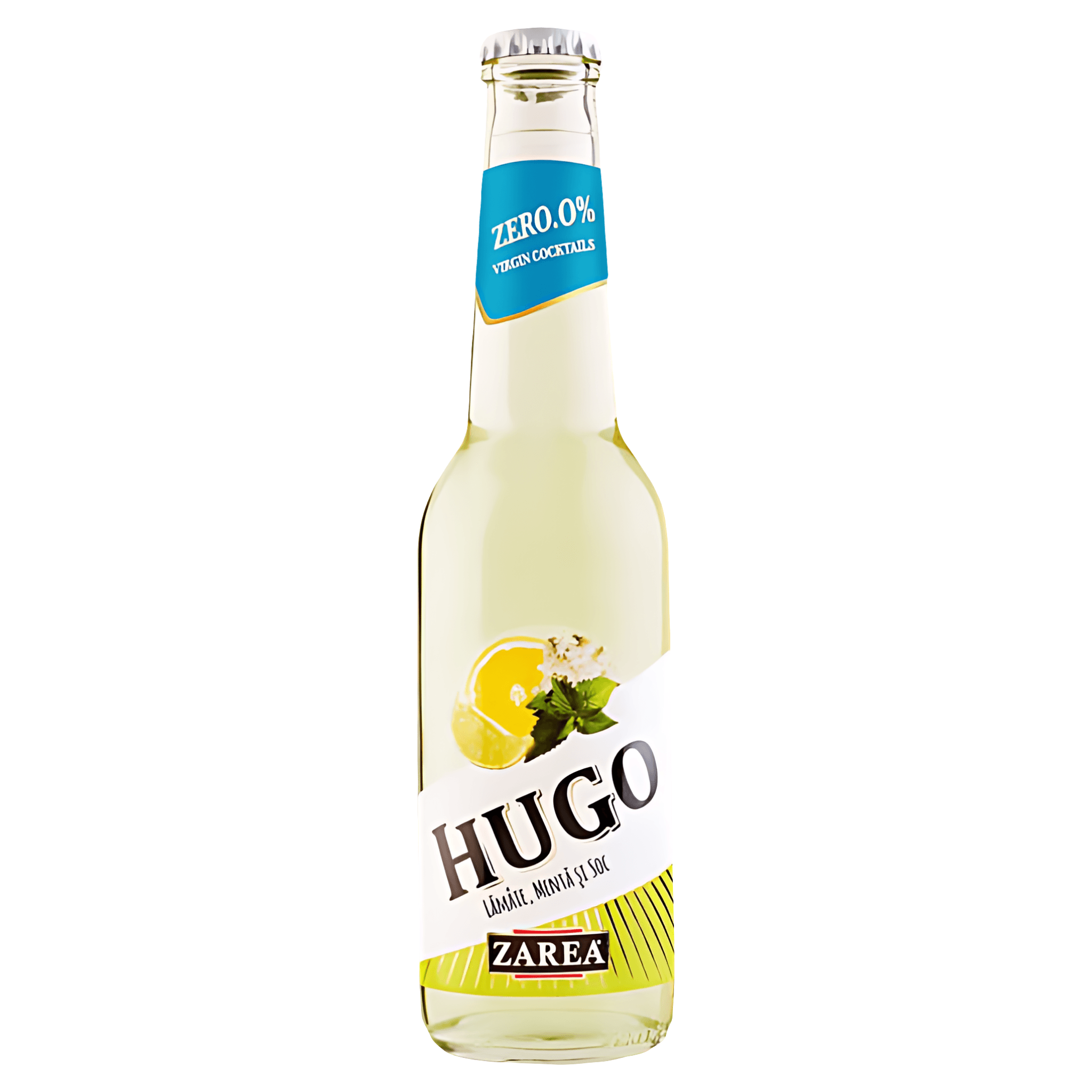 Cocktail fara alcool cu suc de lamaie si extracte de menta si soc Zarea Cocktail To Go Hugo, 0.275 l