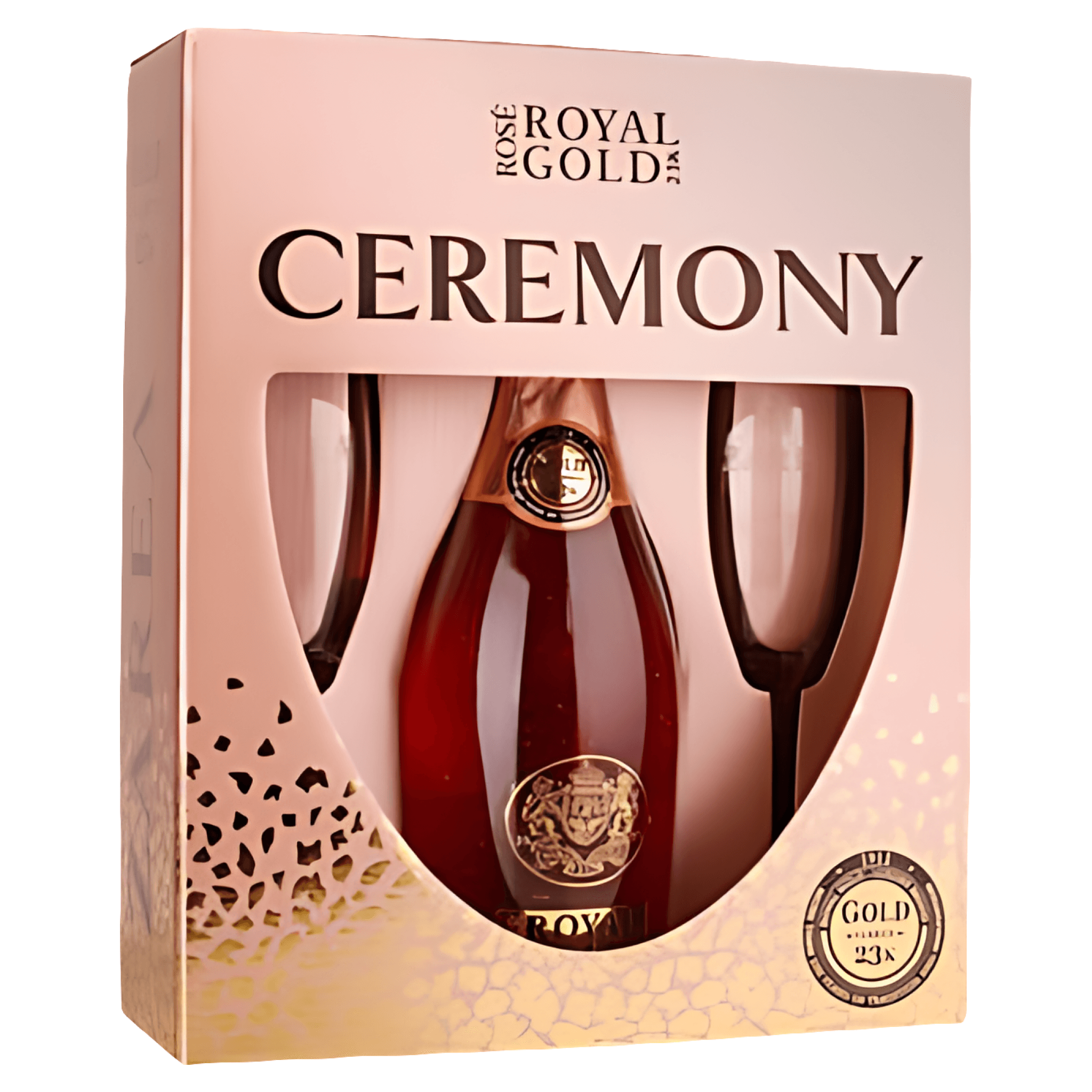Vin spumant rose demisec Zarea Ceremony Royal Gold, 0.75 l + 2 pahare