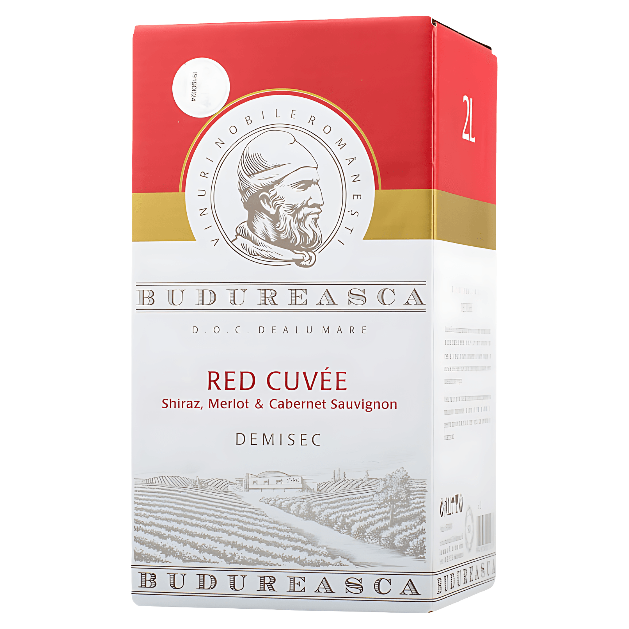 Vin rosu demisec Budureasca, Shiraz, Merlot, Cabernet Sauvignon 2 l