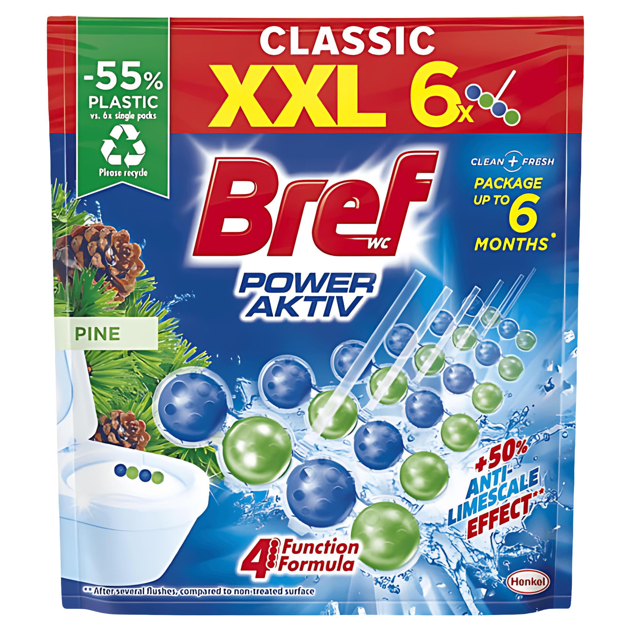 Odorizant toaleta Bref Power Active Pine, 6 x 50 g