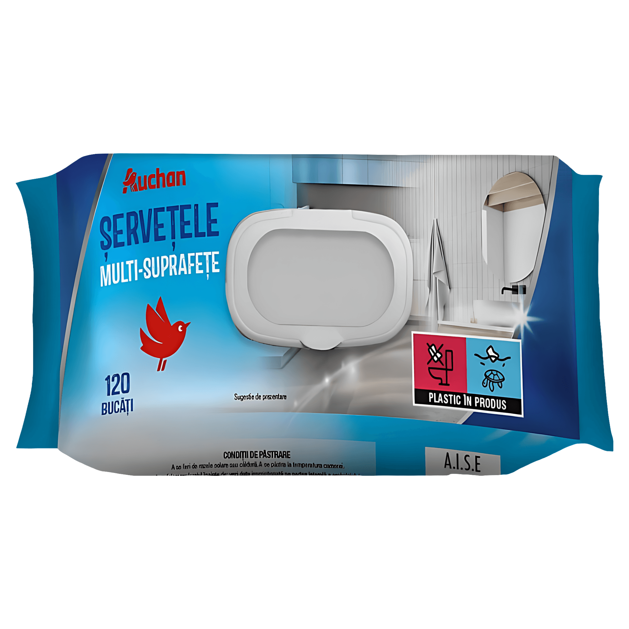 Servetele umede multi-suprafete Auchan, 120 bucati