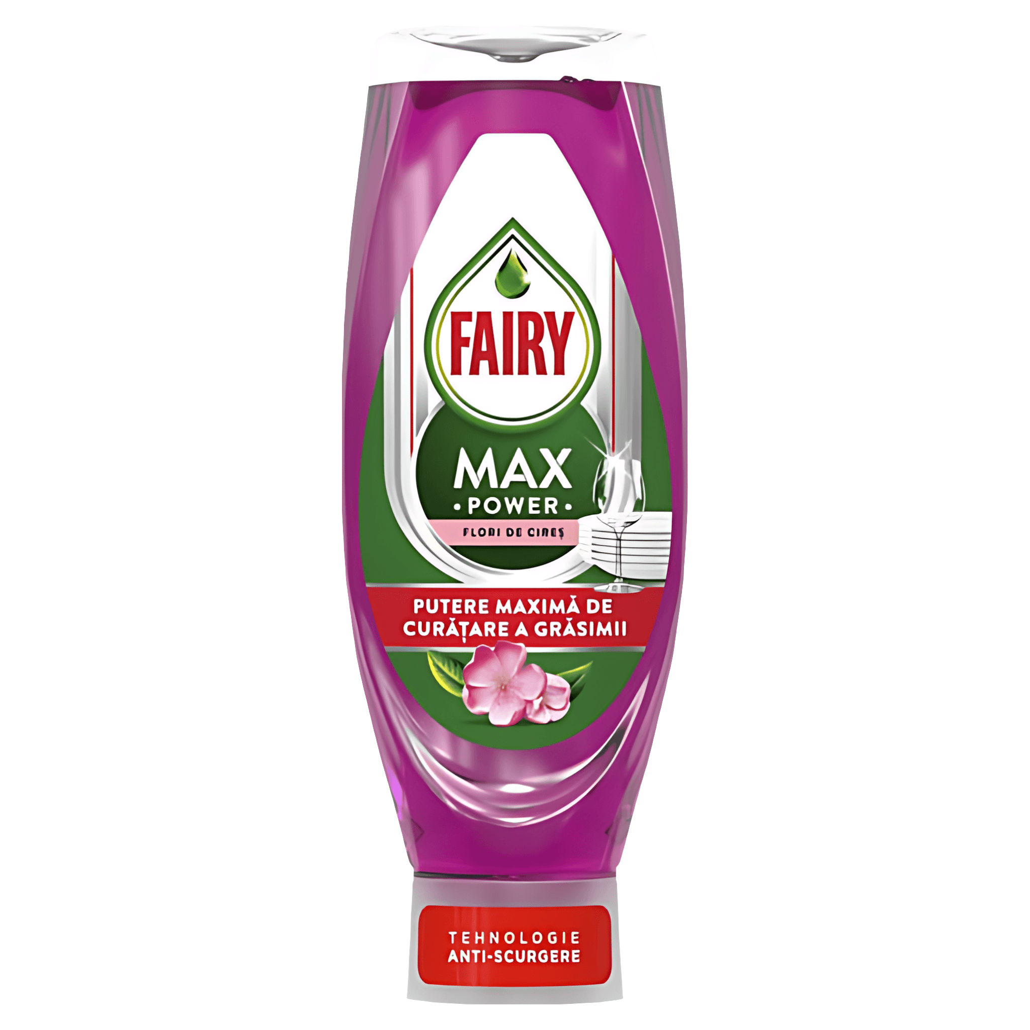 Detergent de vase Fairy Max Power, flori de cirese, 730 ml