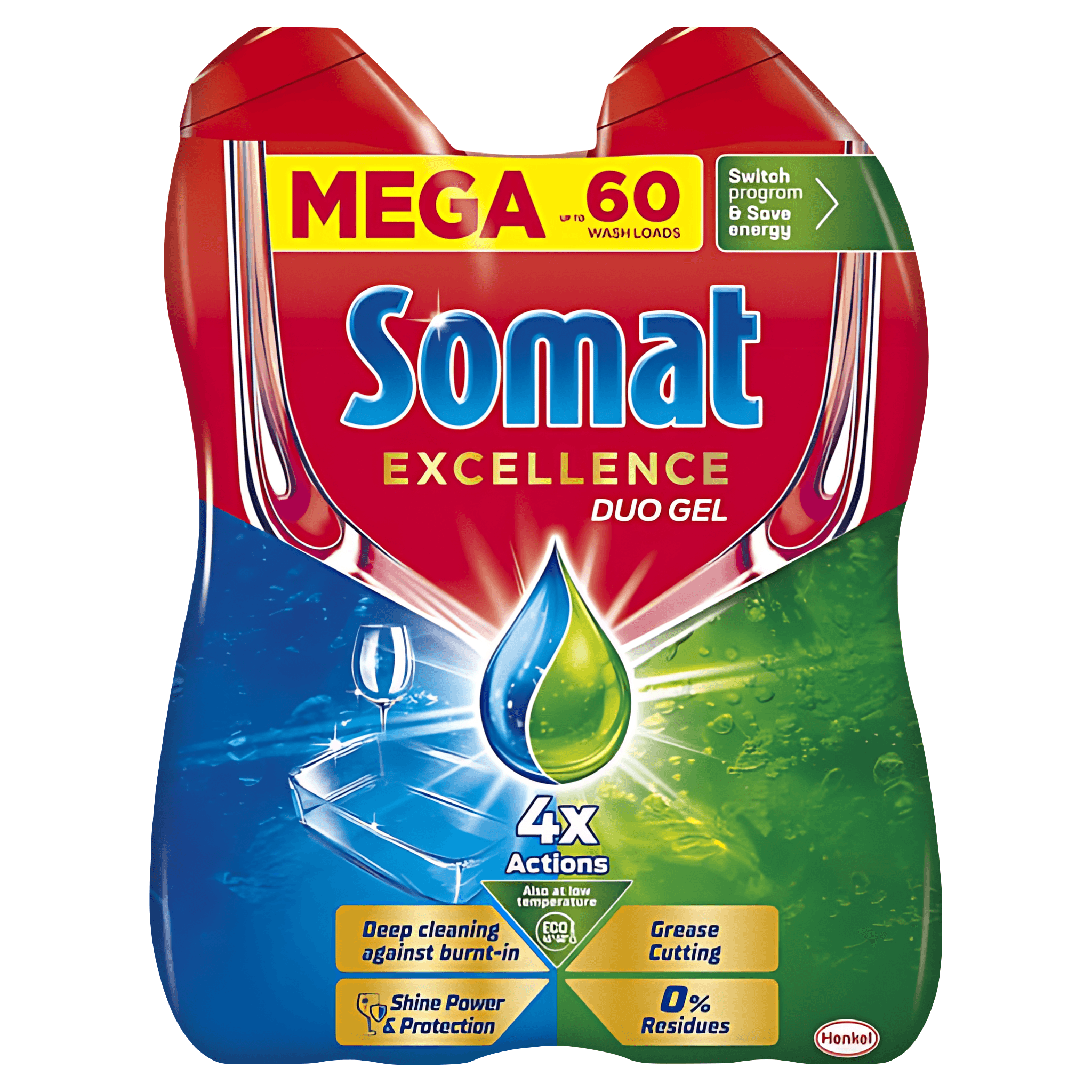 Detergent lichid pentru masina de spalat vase Somat Excellence Duo Gel, 60 spalari
