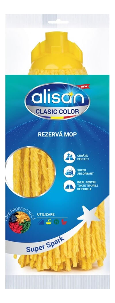 Rezerva pentru mop Alisan Plast, bumbac, galben