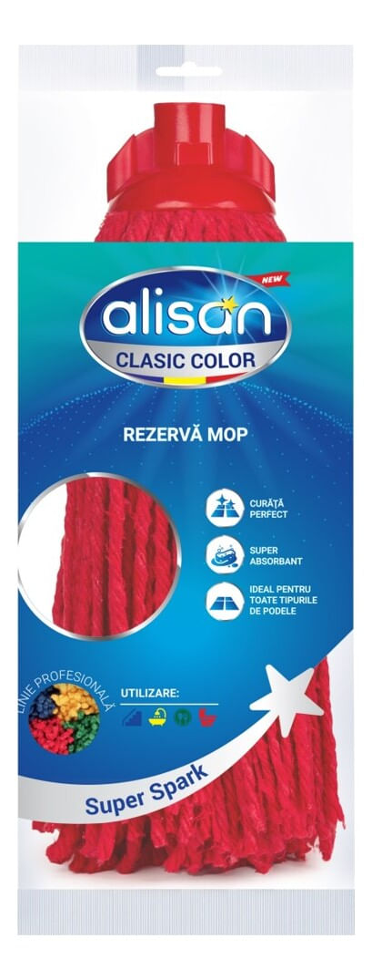 Rezerva pentru mop Alisan Plast, bumbac, rosu