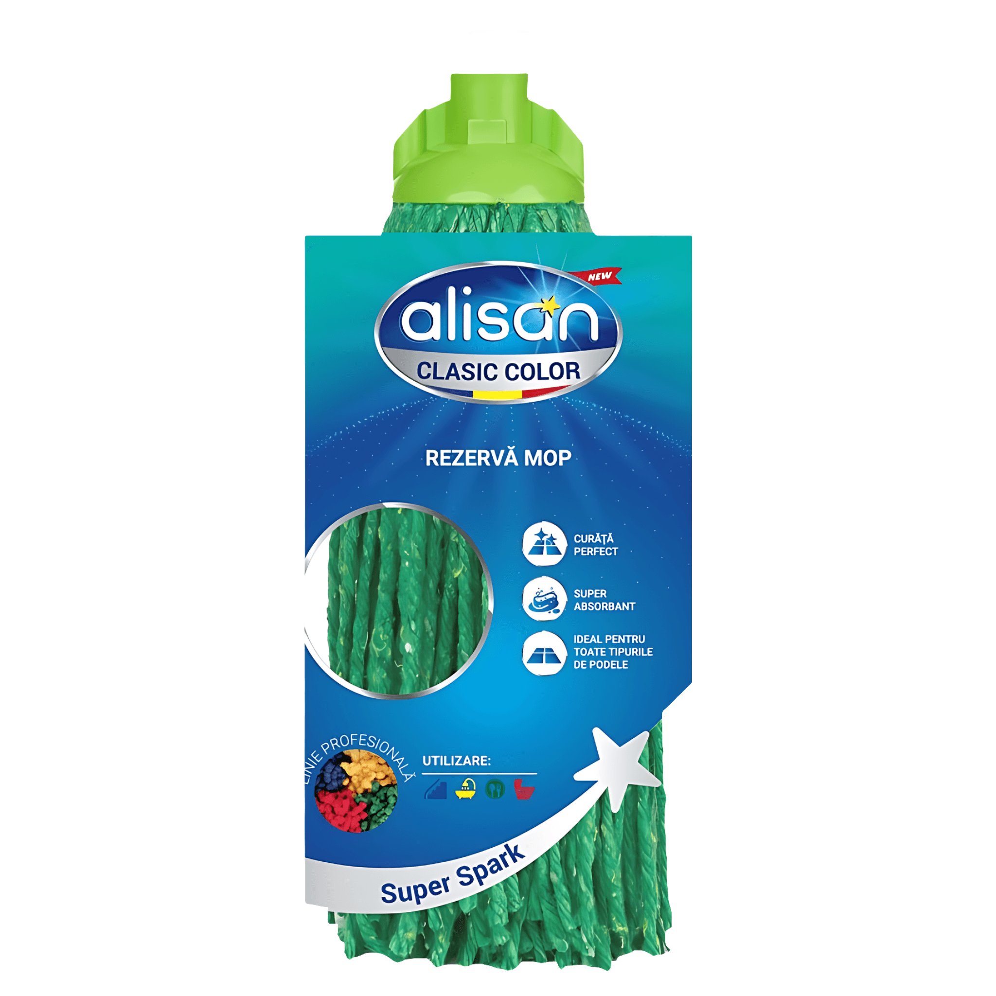 Rezerva pentru mop Alisan Plast, bumbac, verde