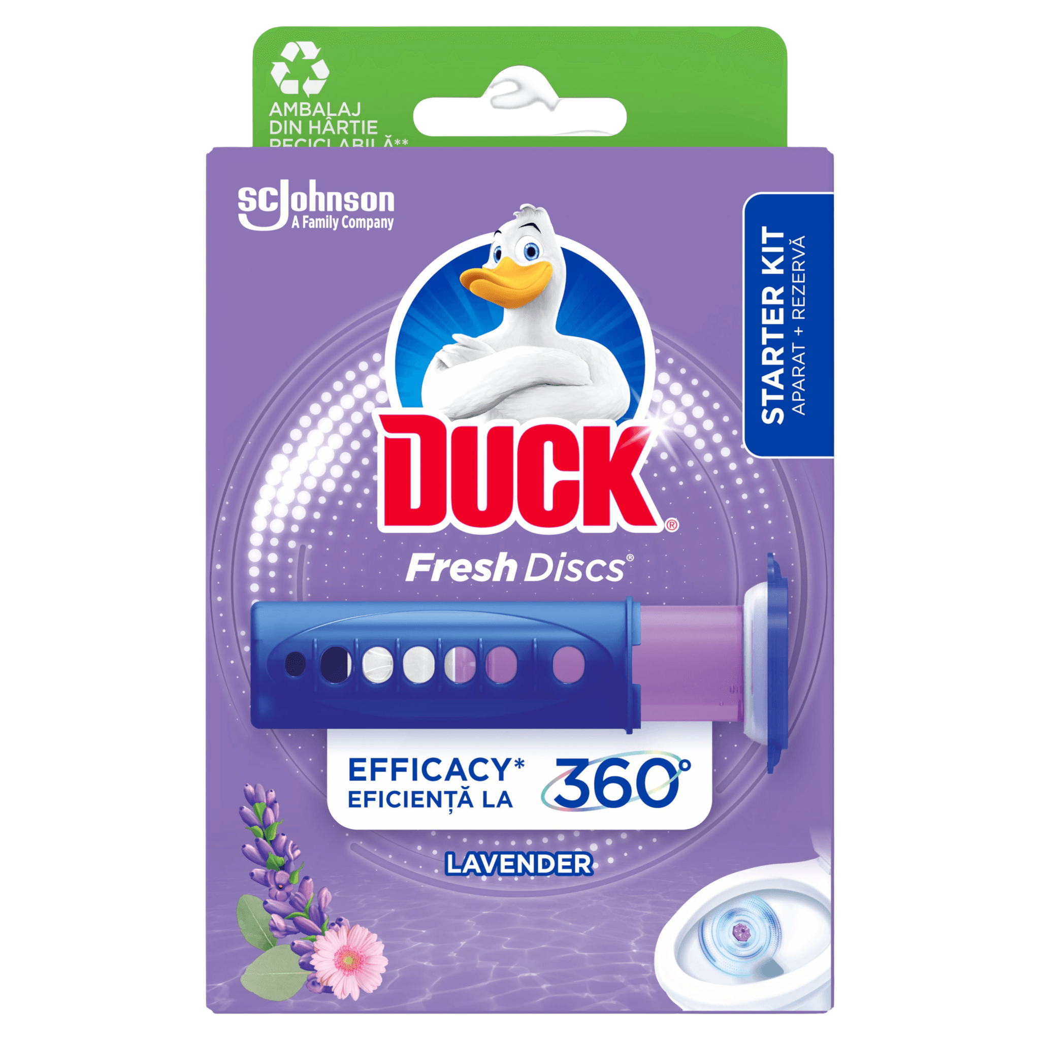 Odorizant pentru toaleta Duck Fresh Discs Lavender, 36 ml
