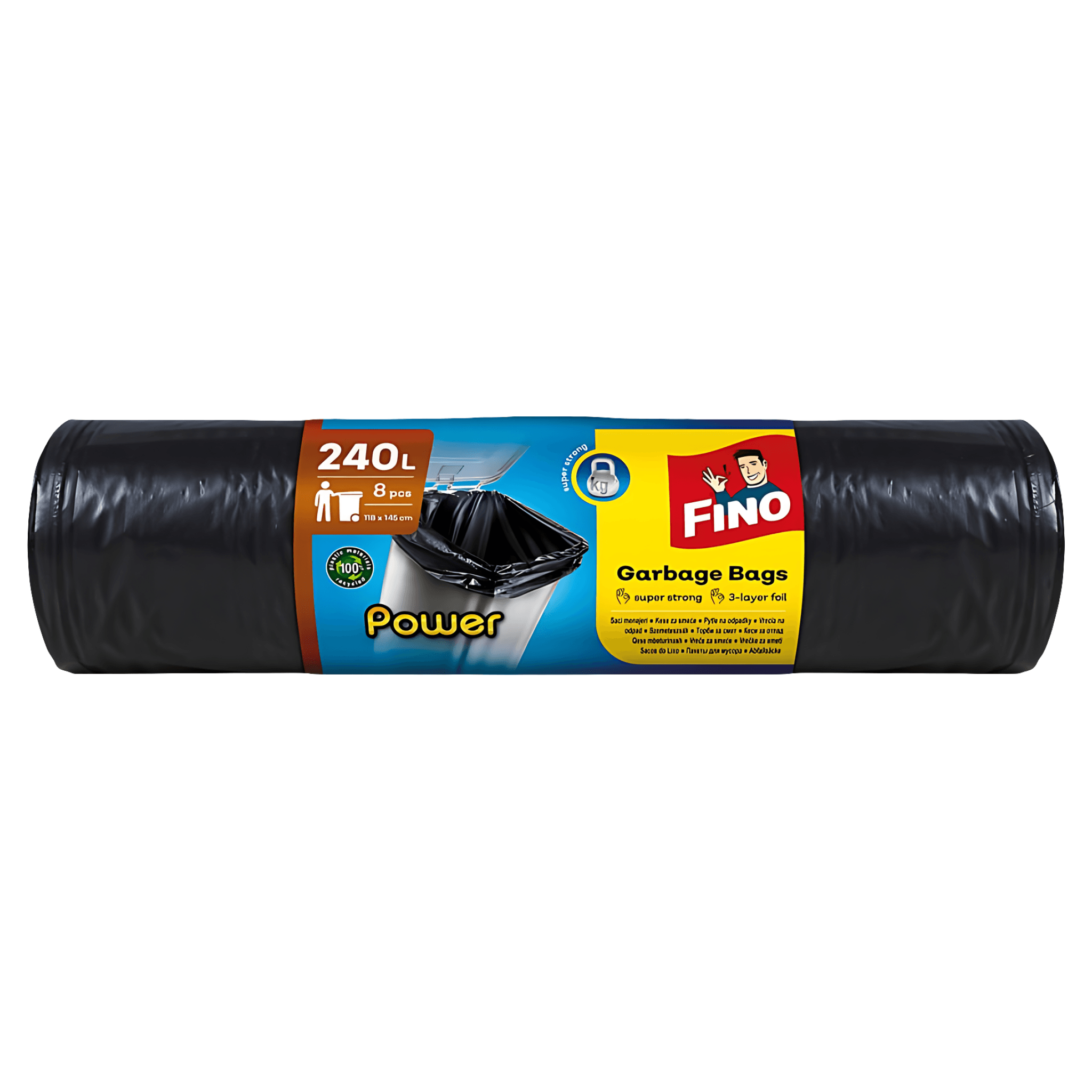 Saci menajeri Fino Power, 240 l, 120 x 150 cm, rola 8 bucati
