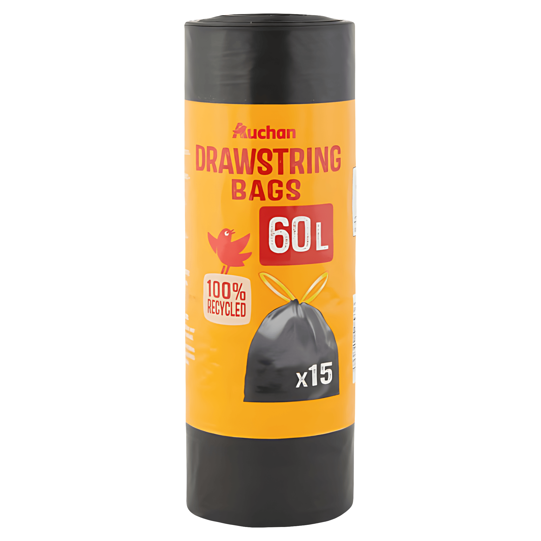Saci menajeri cu snur Auchan, 60L, 15 Saci