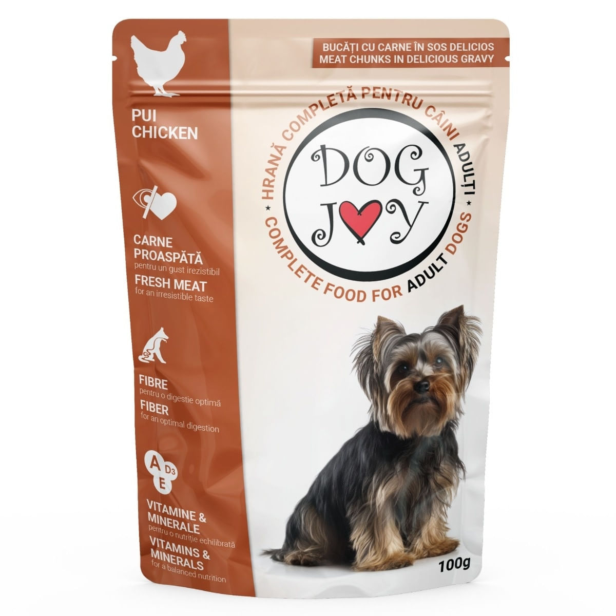 Hrana umeda pentru caini adulti Dog Joy, pui, 100 g