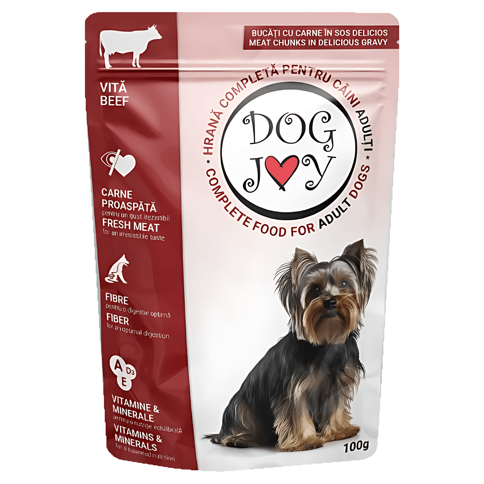 Hrana umeda pentru caini adulti Dog Joy, vita, 100 g